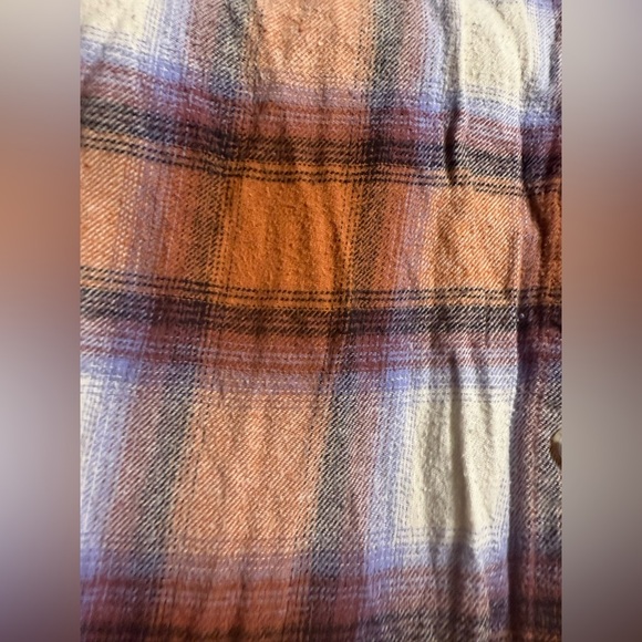 Daytrip Orange and Blue Plaid Button Down Shirt - Picture 7 of 7